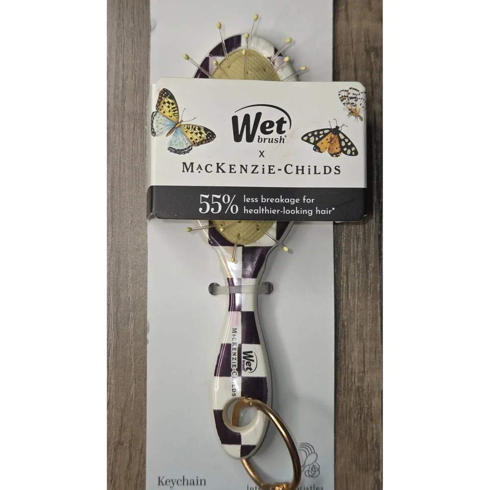 Wet Brush x MacKenzie-Childs Keychain Detangler Courtly Check Mini Hair Brush